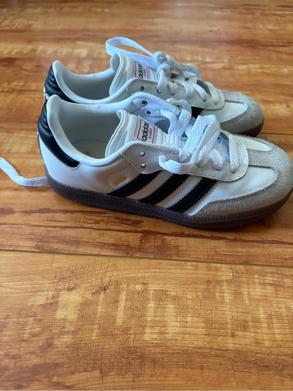 adidas Kids Samba Sneakers in White with Black Stripes - Picture 2 of 4